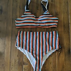 SHEIN Swim - Highrise stripe bikini SHEIN Swim - Highrise stripe bikini